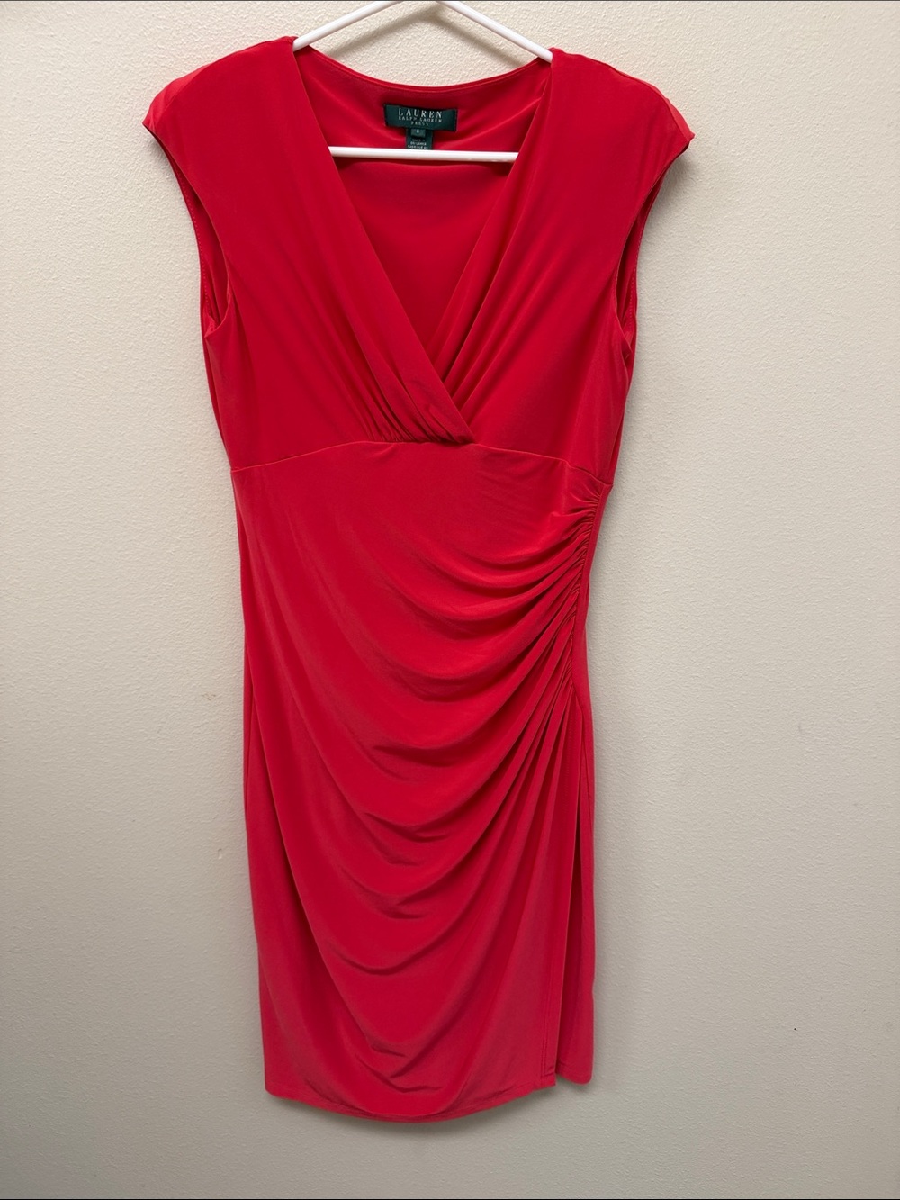 Lauren Ralph Lauren Pink Surplice Draped Midi Dress